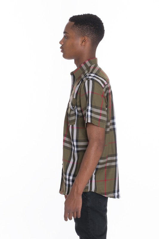 Short Sleeve Plaid Dress Shirt (5 colors)