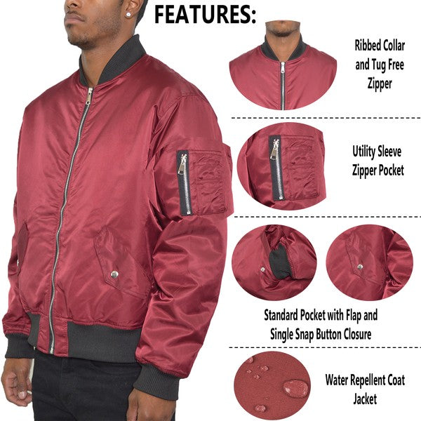 Solid Color Padded Bomber Jacket (3 colors)