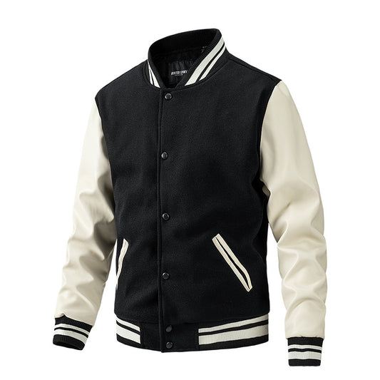 Solid Cotton Varsity Jacket (5 colors)