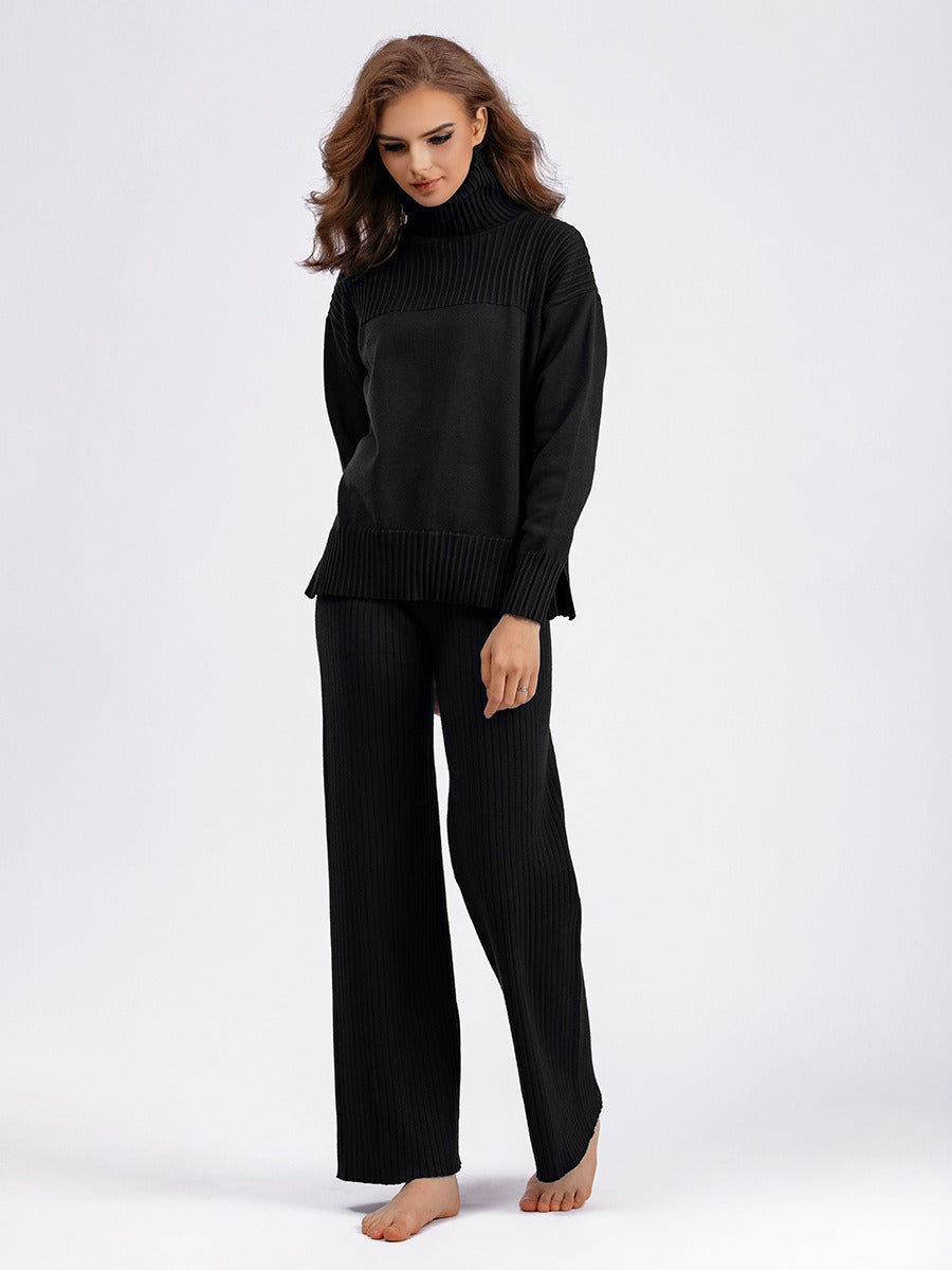 Knit Solid Color Turtleneck Sweatsuit (5 colors)