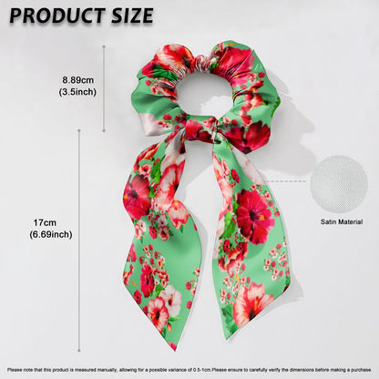 TRP Floral Print 03: Hibiscus Flowers 01-02 Tropical Bloom Satin Scarf Scrunchie