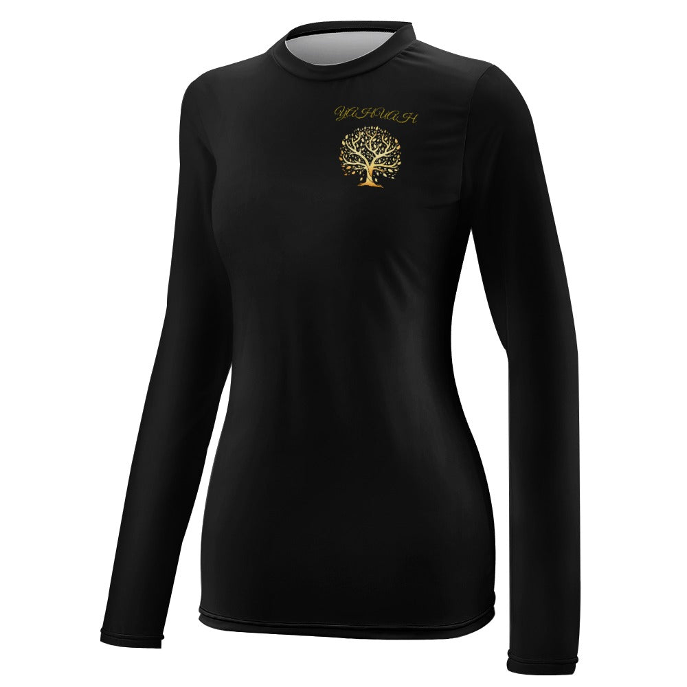 Yahuah-Tree of Life 01-01 Designer Round Neck Long Sleeve T-shirt