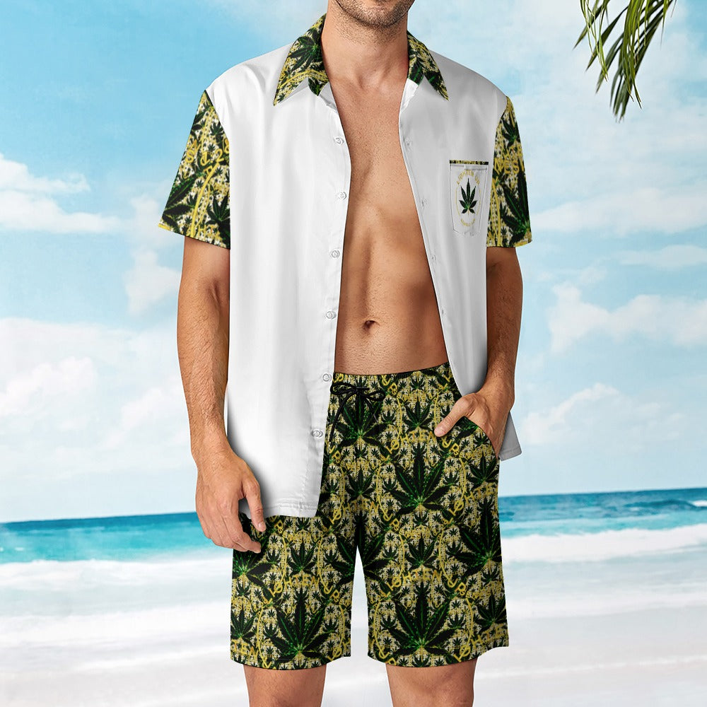 Outspoken Designs 02 "Lighten Up" Men's Designer Leisure Beach Suit (White/Black)