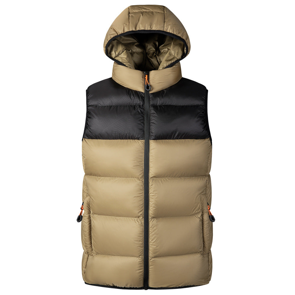 Stitching Solid/Two Tone Hooded Waterproof Male Puffer Vest (4 colors)