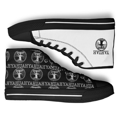 Yahuah: Tree of Life (02-05) - The Dualism Refined | Unisex High Top Canvas Sneakers (Style 01)