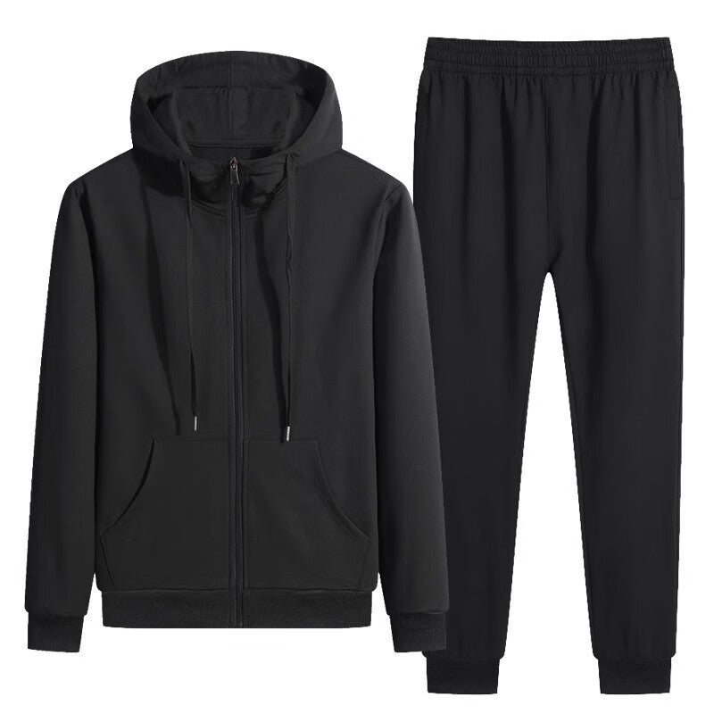 Hooded/Stand Collar Quarter Zip Solid Color Male Sweatsuit