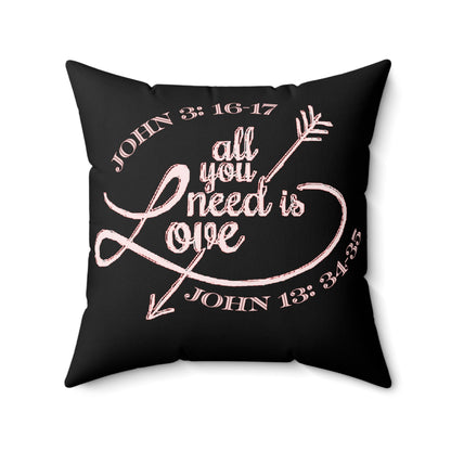 Illustrated Truth 02-01 "All You Need is Love" Faux Suede Square Throw Pillow (4 sizes)