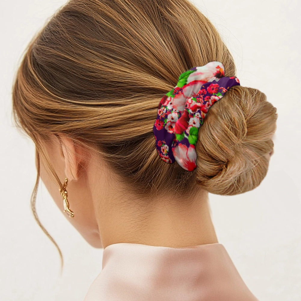 TRP Floral Print 03: Hibiscus Flowers 01-01 Tropical Bloom Satin Scrunchie