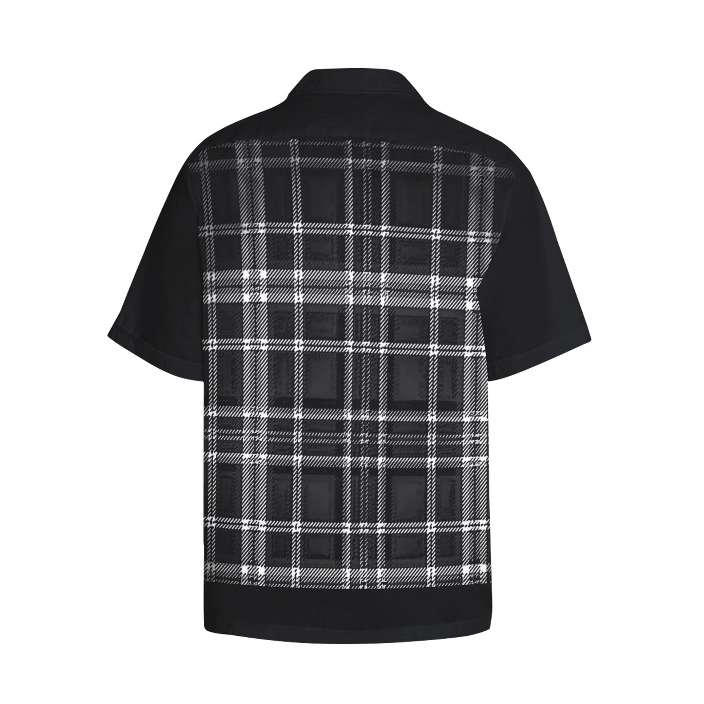 Yahuah-Tree of Life 02-04 + Digital Plaid 01-06A Men's Designer Short Sleeve Dress Shirt with Chest Pocket