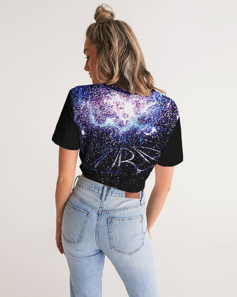 Galaxy Prints 01 Designer Twist Front Cropped T-shirt