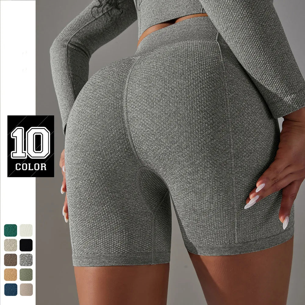 High Waist Seamless Knit Fitness Shorts (10 colors)