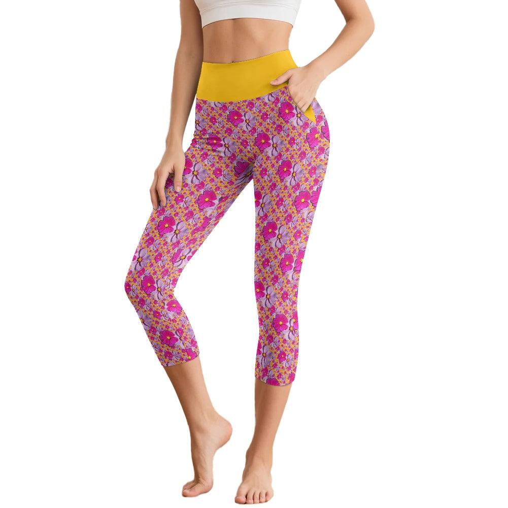 TRP Floral Print 05: Garden Cosmos Designer 7 Point Yoga Pants
