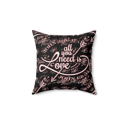 Illustrated Truth 02-01 "All You Need is Love" Faux Suede Square Throw Pillow (4 sizes)