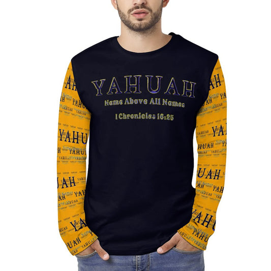 Yahuah-Name Above All Names 02-01 Men's Designer Long Sleeve Cotton  T-shirt