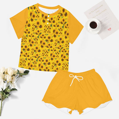 TRP Floral Print 04: Sunflowers 01 Designer Lounge T-shirt & Shorts (5 colors)