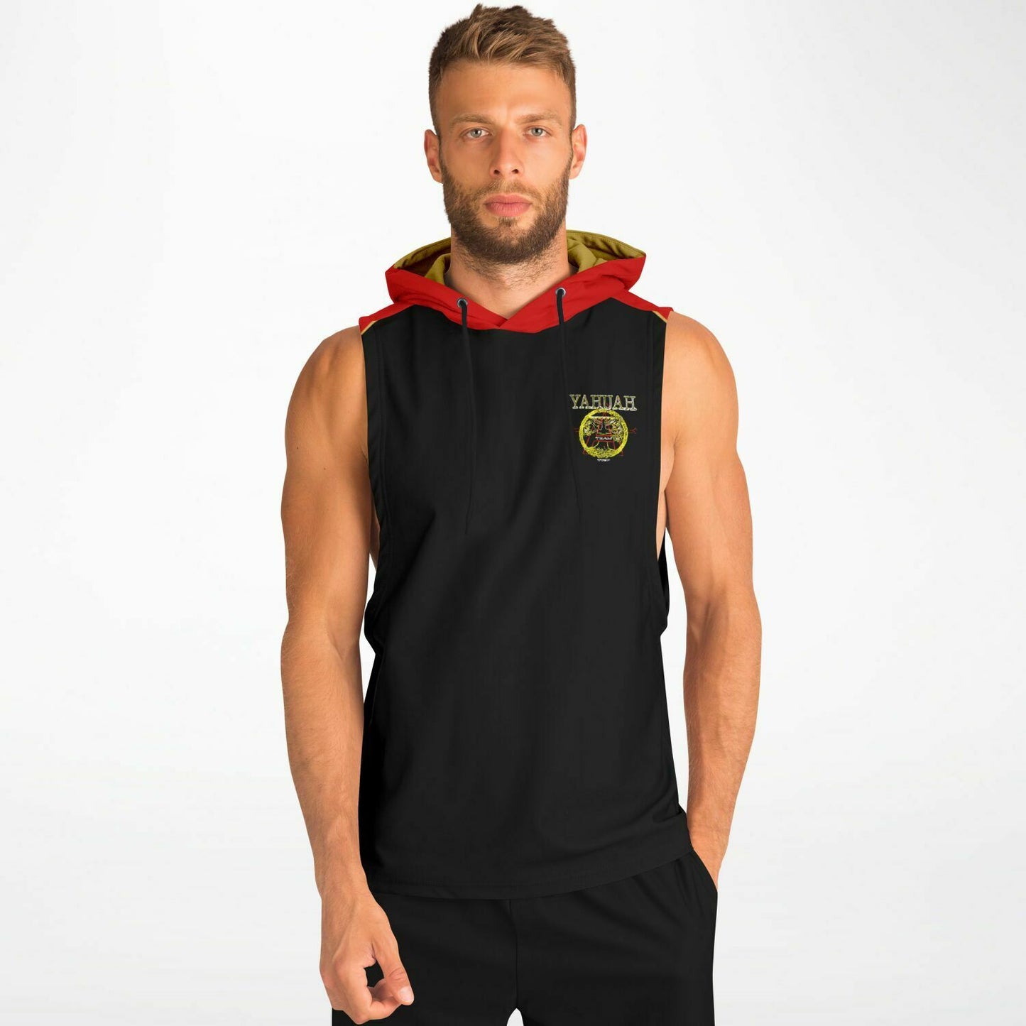 A-Team 01 Red Men's Designer Athletic Sleeveless Drop Armhole Pullover Hoodie