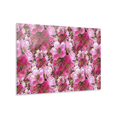 Electric Flora: Neon Sakura Cherry Blossoms Acrylic Print (French Cleat Hanging)