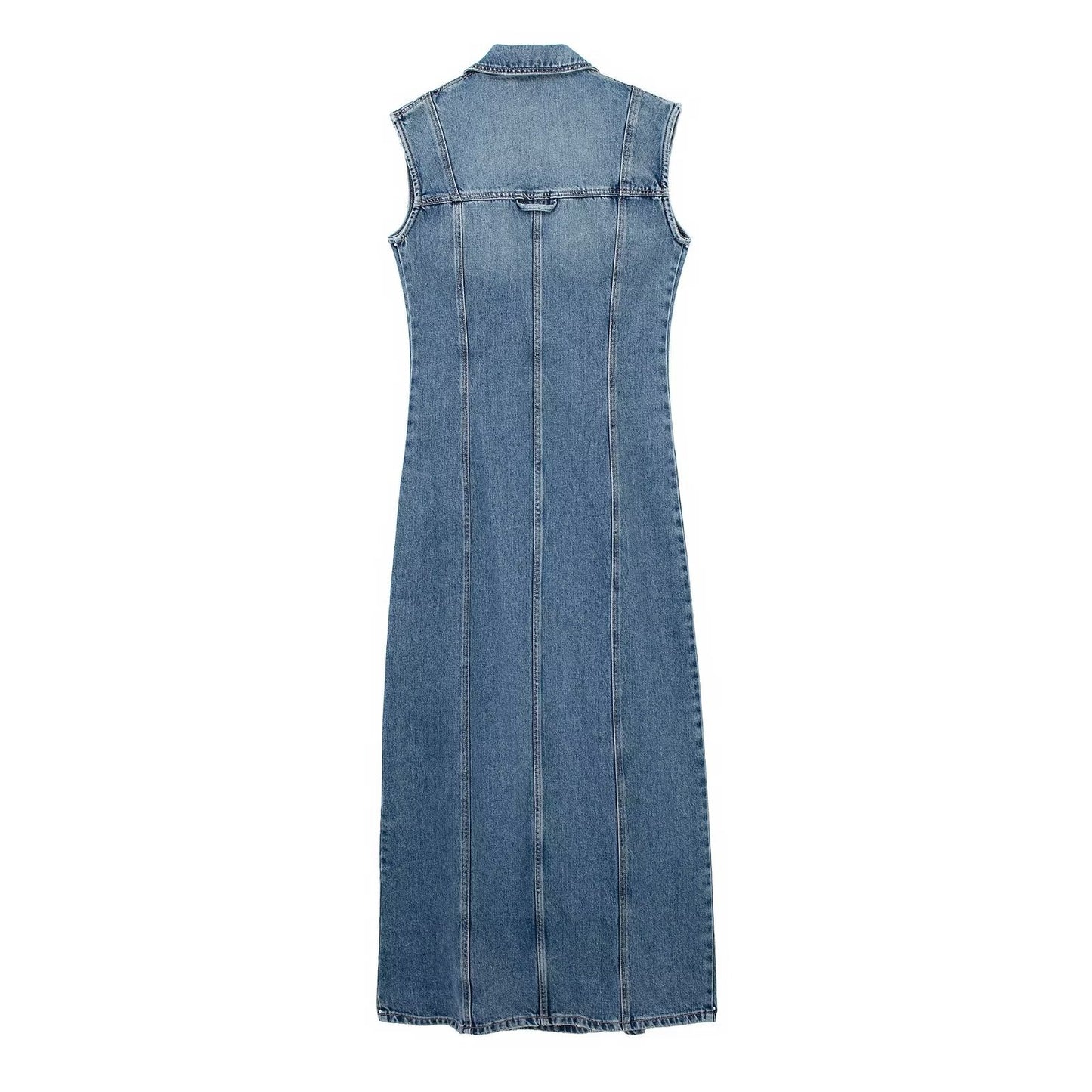 Sleeveless Denim Maxi Shirt Dress