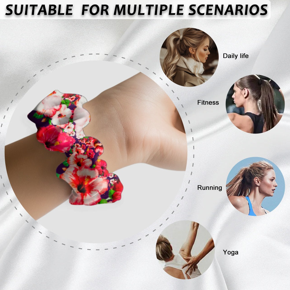 TRP Floral Print 03: Hibiscus Flowers 01-01 Tropical Bloom Satin Scrunchie