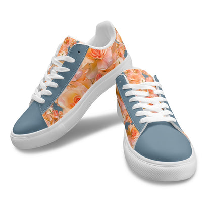 Floral Embosses: Roses 03-01 "Apricot Bloom Essential" Low Top PU Leather Sneakers
