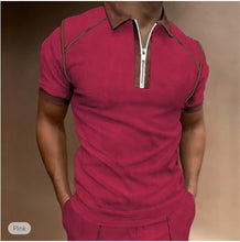 Load image into Gallery viewer, Color Matching Zip Placket Male Polo Shirt (6 colors)