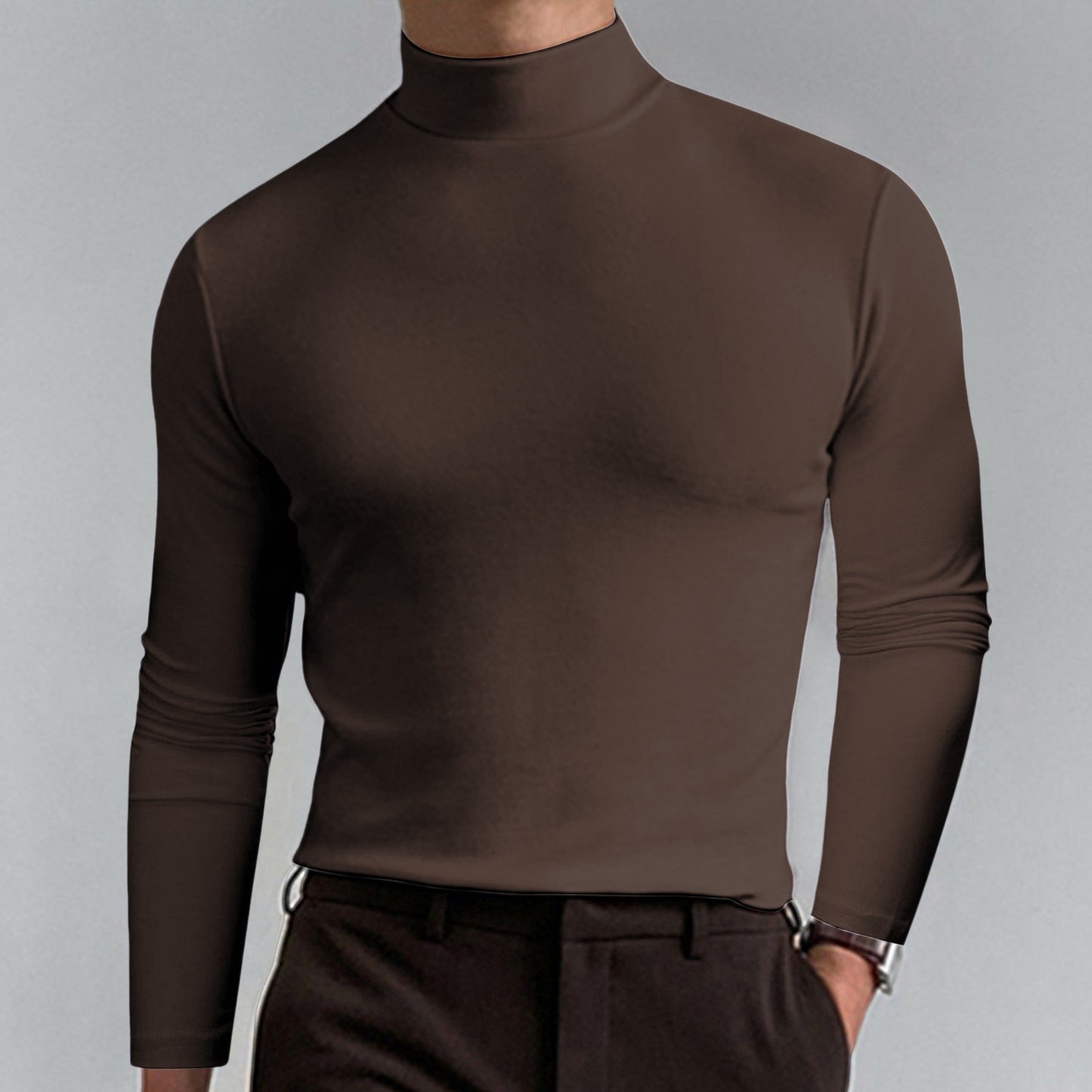 Mock Neck Slim Fit Long Sleeve Sweatshirt for Men (12 colors)