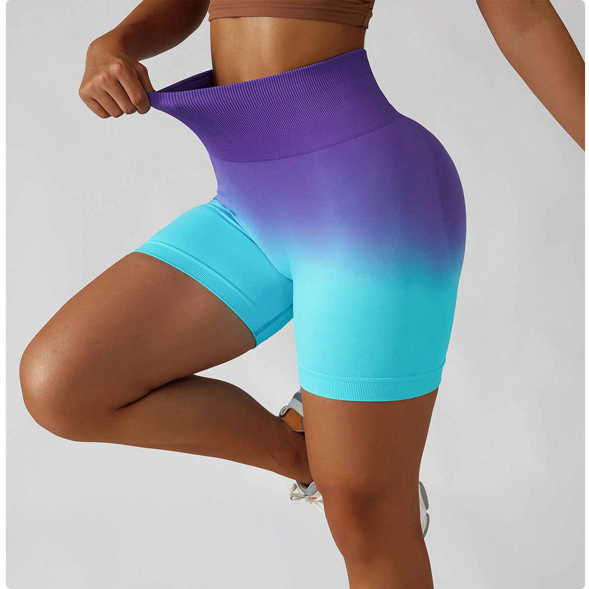 Breathable Gradient Seamless High Waist Elastic Hip Lift Yoga Fitness Shorts (4 colors)