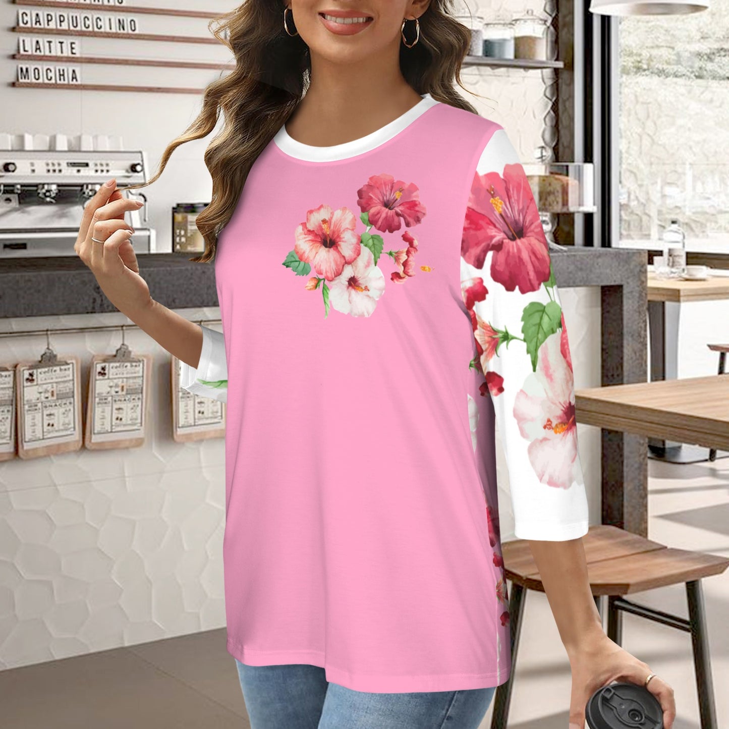 TRP Floral Print 03 Ladies Designer Round Neck Half Sleeve T-shirt