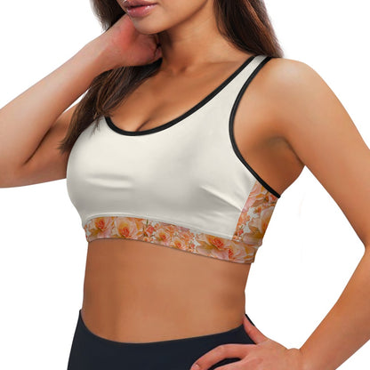 Floral Embosses: Roses 03-01 "Apricot Bloom Essential" Sports Bra