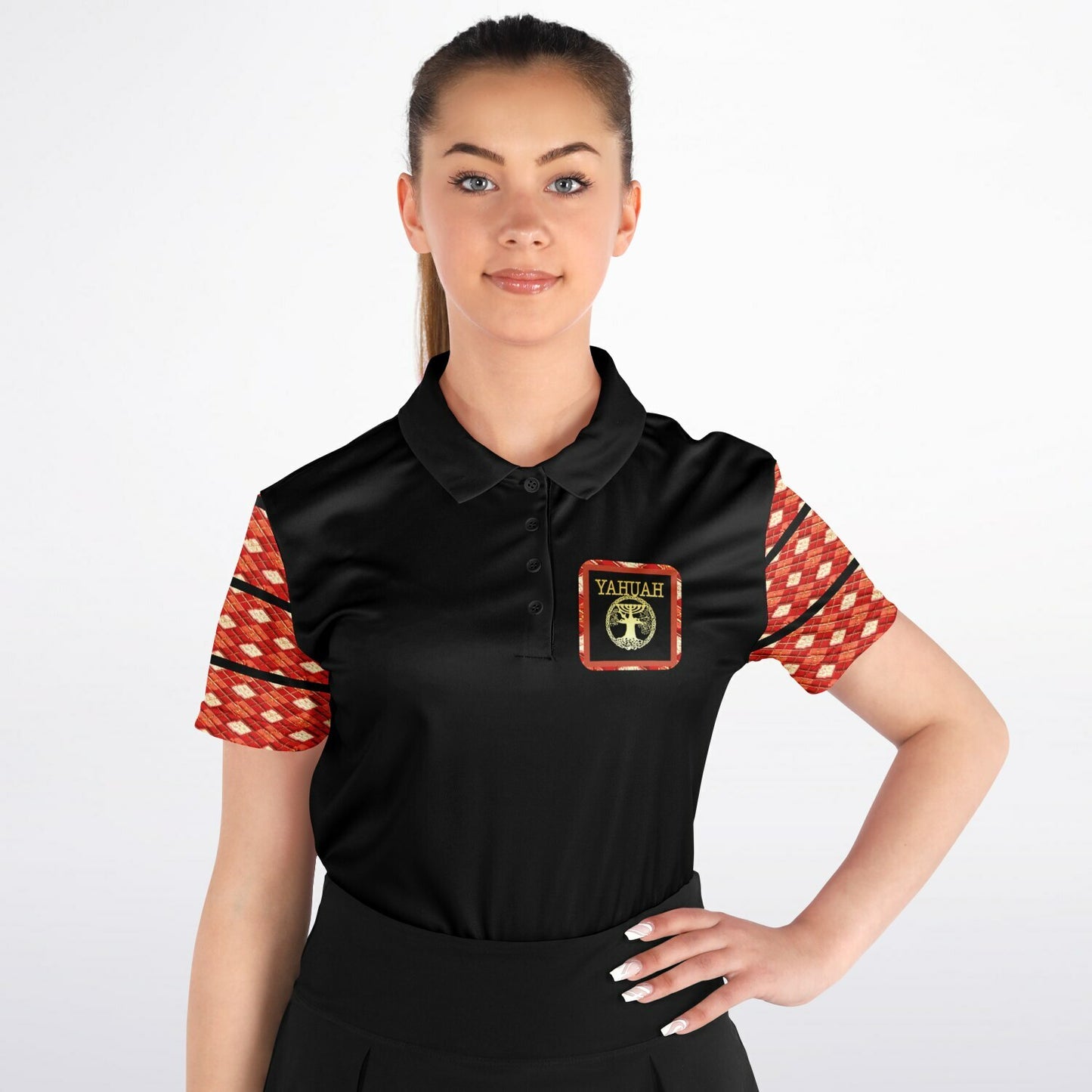 Yahuah Logo 02-01 Ladies Designer Polo Shirt