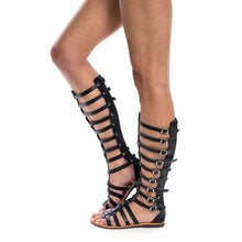 Load image into Gallery viewer, Round Toe Gladiator Sandals (Black/Gold)