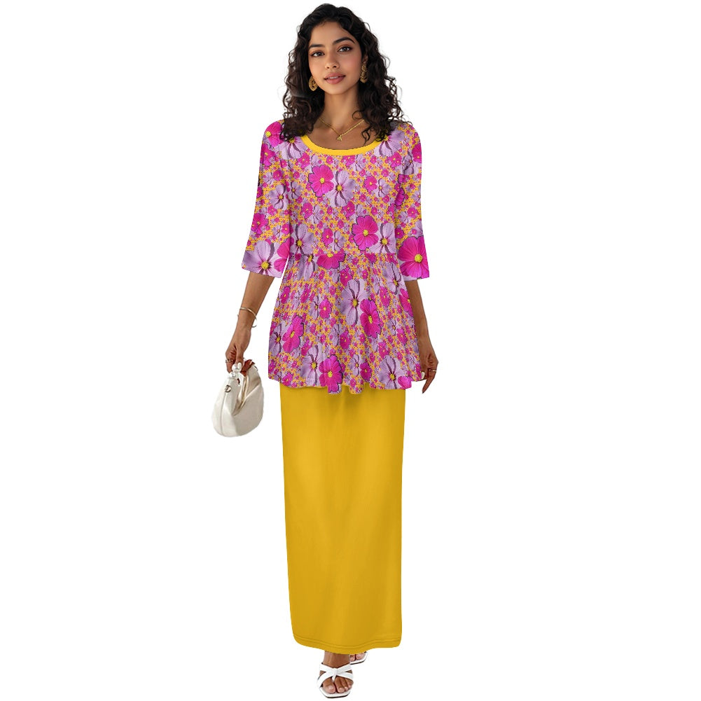 TRP Floral Print 05: Garden Cosmos Designer Two Piece Skirt Suit