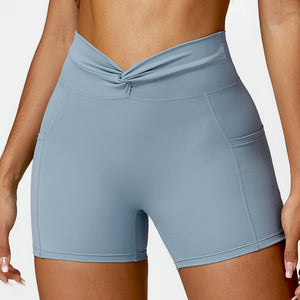 Solid Color Nude Feel Nylon Yoga Shorts (5 colors)