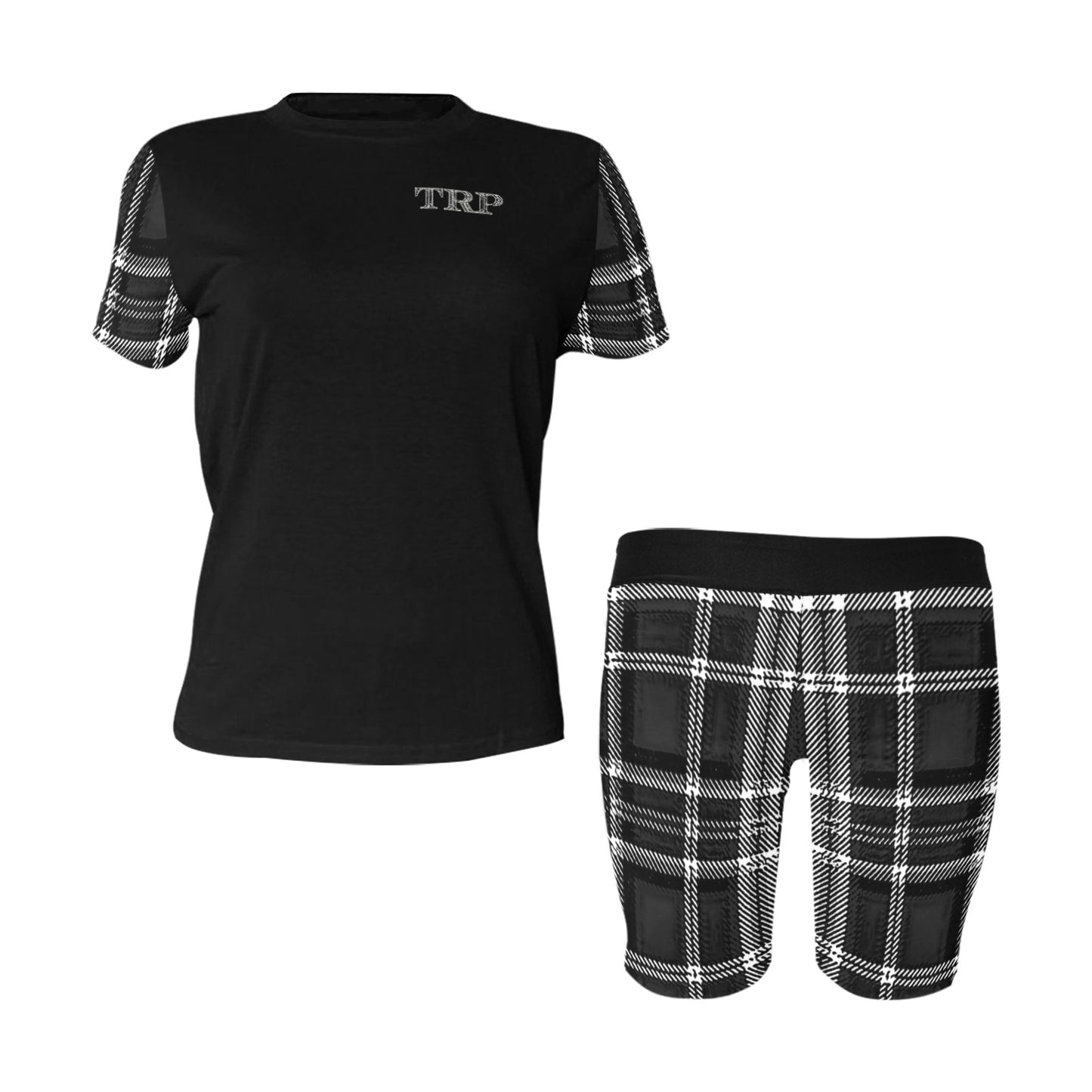 TRP Twisted Patterns 06: Digital Plaid 01-06B Designer Yoga Shorts Set