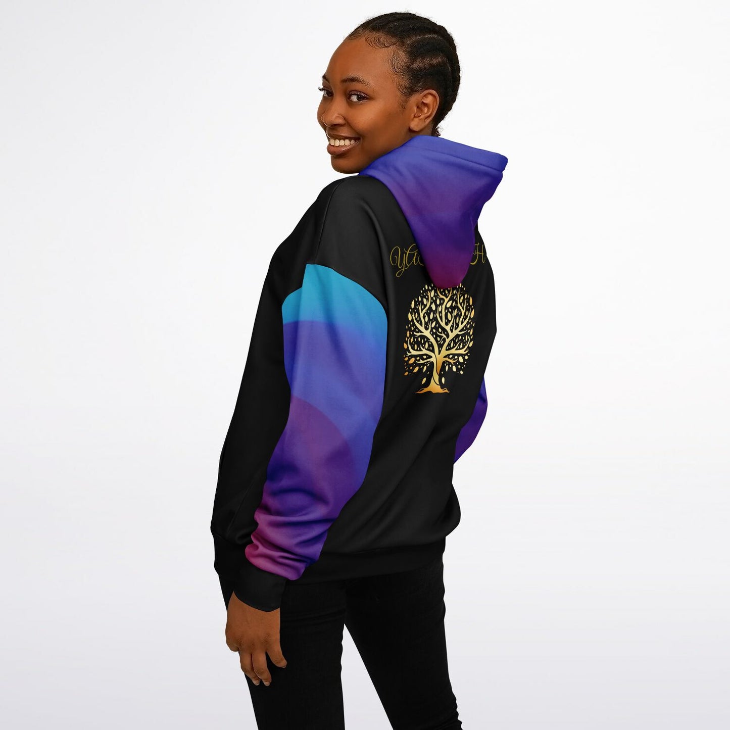 Yahuah-Tree of Life 01 Royal Designer Heavyweight Oversized Unisex Fleece Lined Pullover Hoodie