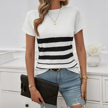 Cargar imagen en el visor de la galería, Striped Short Sleeve Slim Fit Temperament Sweater (4 colors)