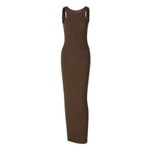 Load image into Gallery viewer, Solid Color Sleeveless Round Neck Backless Bodycon Maxi Dress