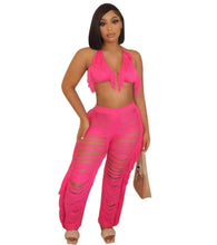 Load image into Gallery viewer, Solid Fringed Pants and Bikini Top Two Piece Set (10 colors)