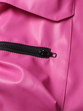 Load image into Gallery viewer, Pink High Waist PU Leather Spliced Cargo Pants