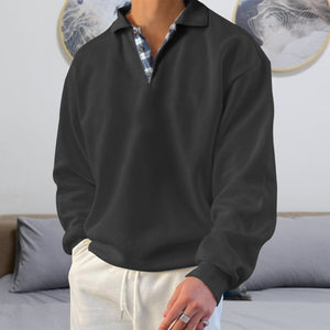 V-neck Lapel Collar Male Sweatshirt (6 colors)