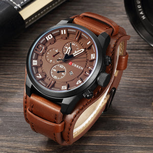 CURREN Men's Military Steampunk 30m Waterproof Quartz Sports Watch with Leather Band (5 colors)