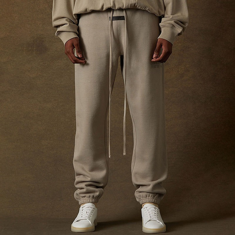 Essentials "Fear of God" Letter Print Solid Color Loose Cotton Male Joggers with Extended Drawstring (3 colors)