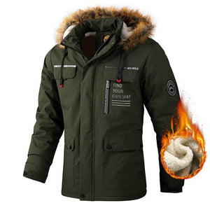 Plush Lined Thickened Solid Color Male Parka Jacket (4 colors)