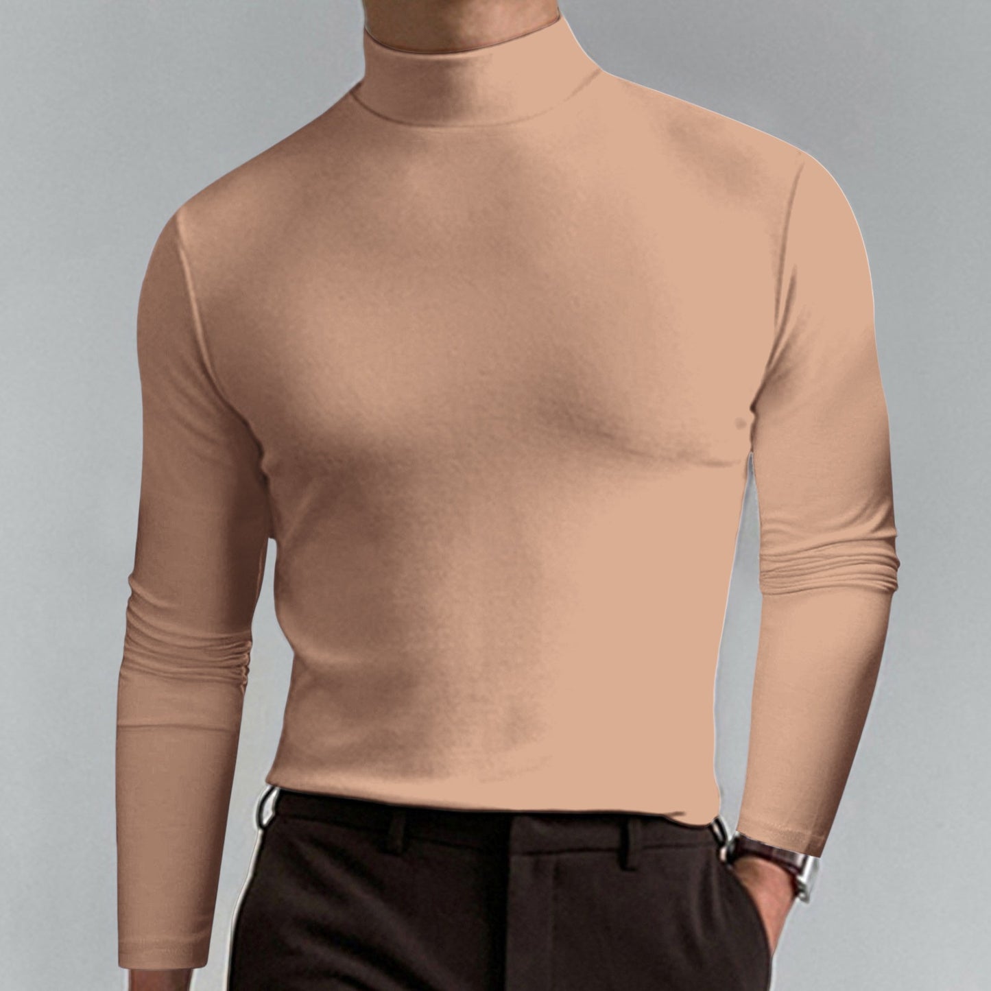 Mock Neck Slim Fit Long Sleeve Sweatshirt for Men (12 colors)