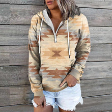 Load image into Gallery viewer, Ethnic Tribe Print 1/4 Zip Pullover Hoodie for Women (11 styles)