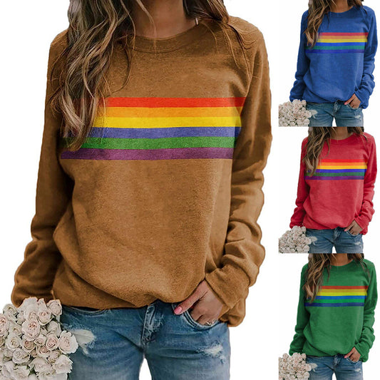 Colorful Striped Round Neck Raglan Sleeve Sweater (5 colors)