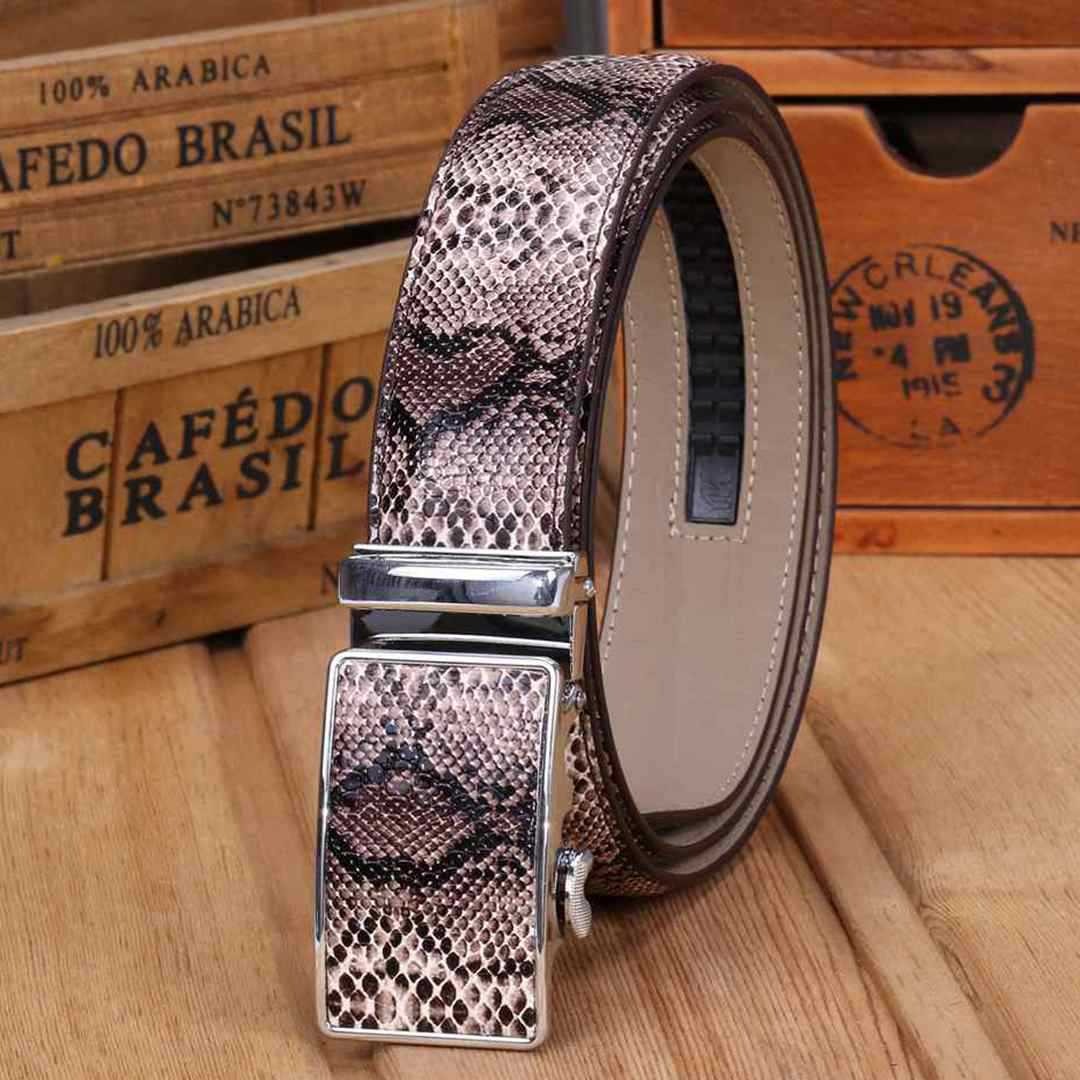 Genuine Leather Automatic Buckle Belt for Men