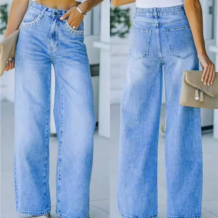 Loose Washed High Waist Wide Leg Denim Jeans