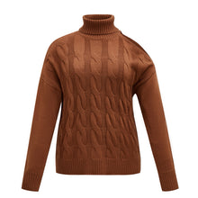 Cargar imagen en el visor de la galería, Light Brown Turtleneck Loose Knit Women&#39;s Sweater