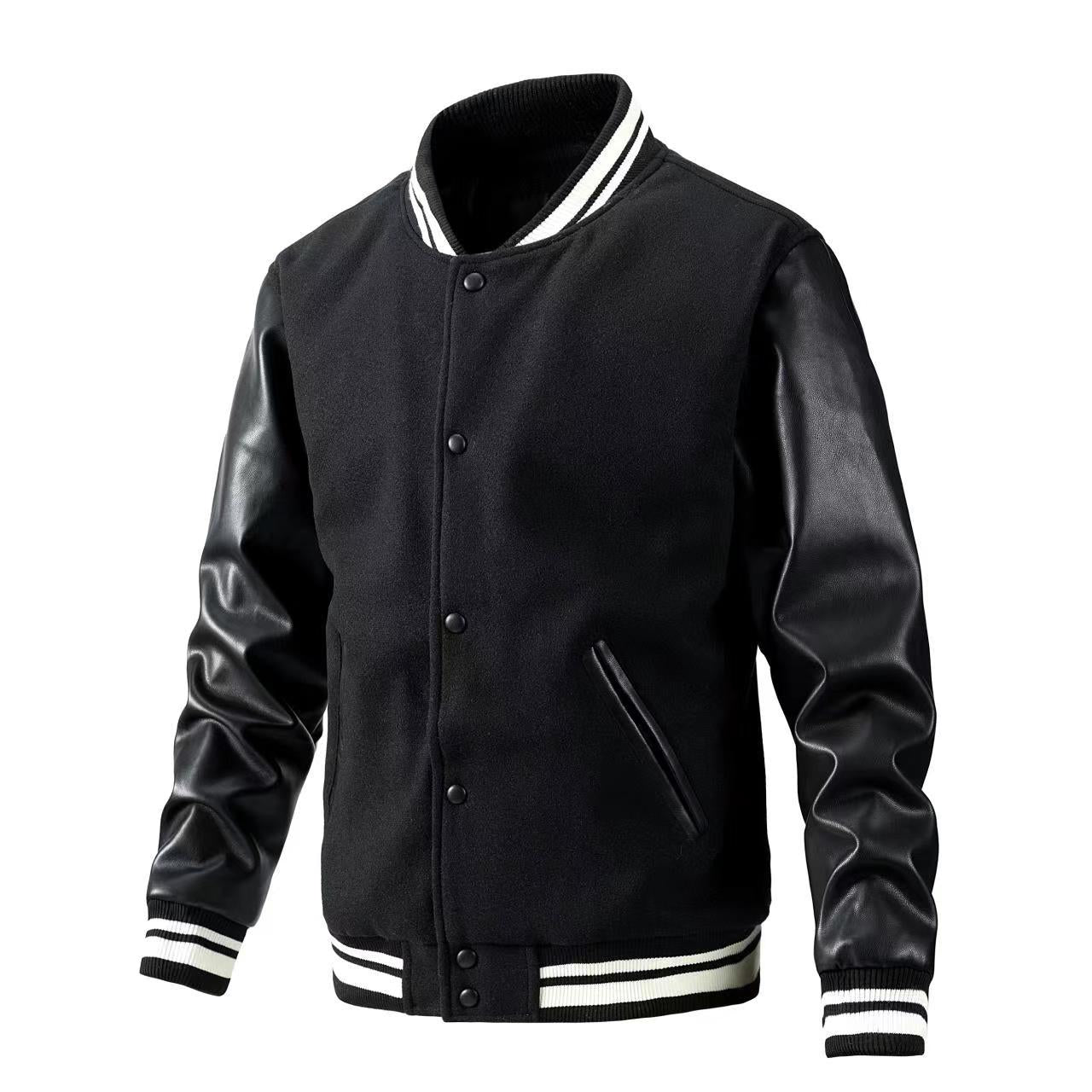 Solid Cotton Varsity Jacket (5 colors)